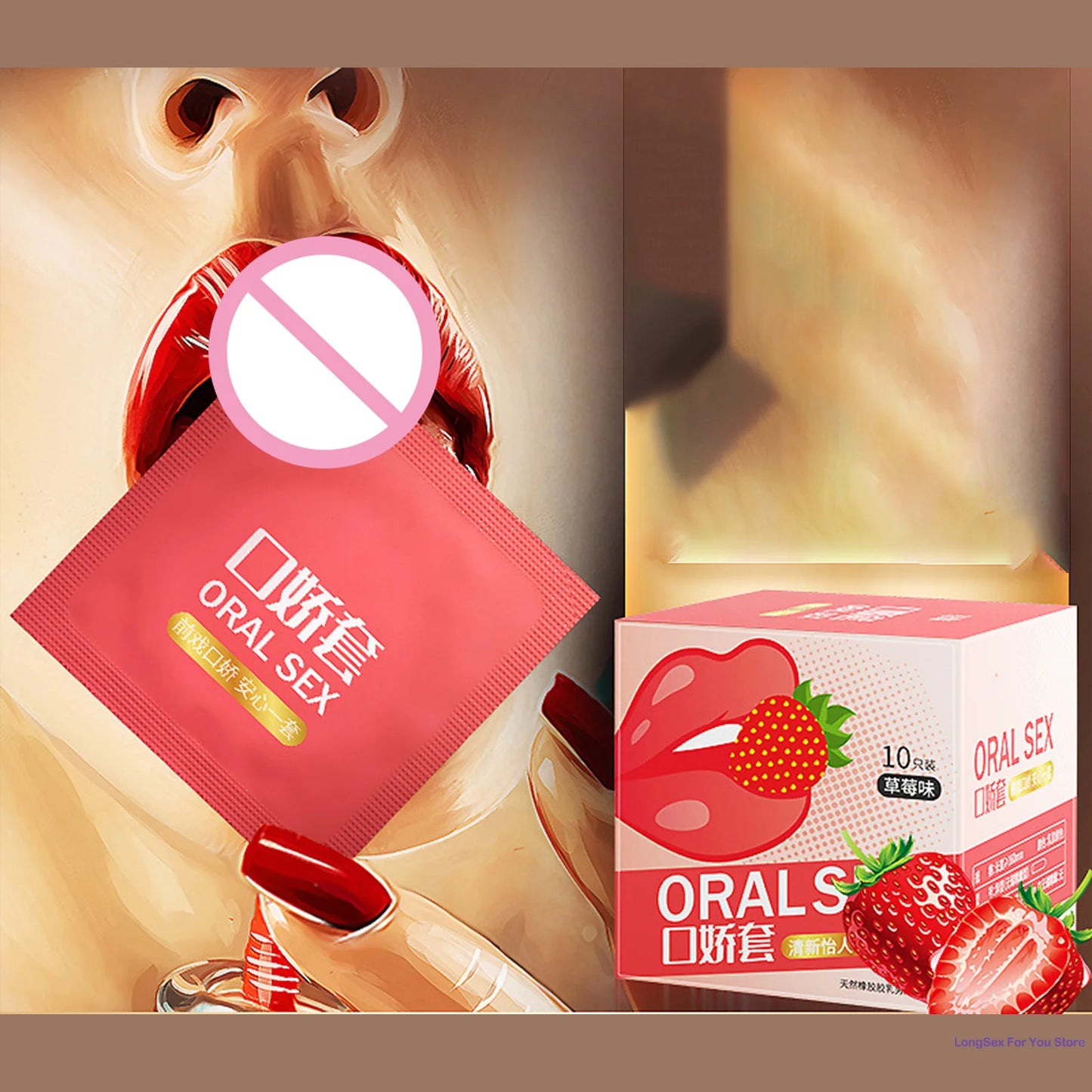 10pcs Strawberry Flavor Oral Sex Condoms Sex Toys For Adult Men Ultra Thin Lubricated Penis Sleeves Erotic Oral Condom Sex Shop - Seprincess