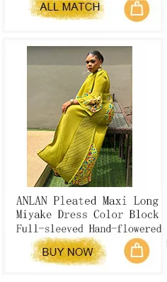 ANLAN Miyake Pleated Maxi Long Dress Mesh Petal Sleeve Half Turtleneck Formal Dresses for Women 2024 New Hot Sales 6KK9927