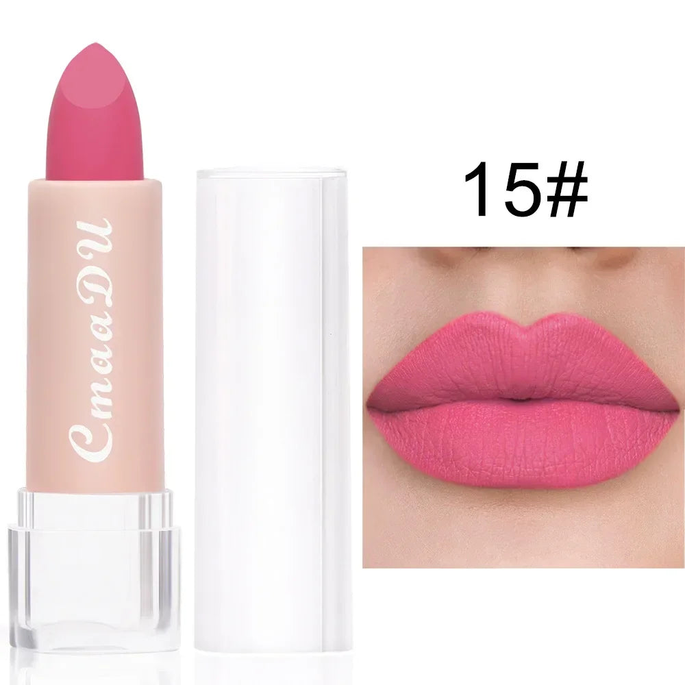 CmaaDu 15Color Pro 24HR Weightless Colour Matte Nude Velvet Liquid Rich Matte Finish Lipstick Lipgloss Waterproof Lip Makeup