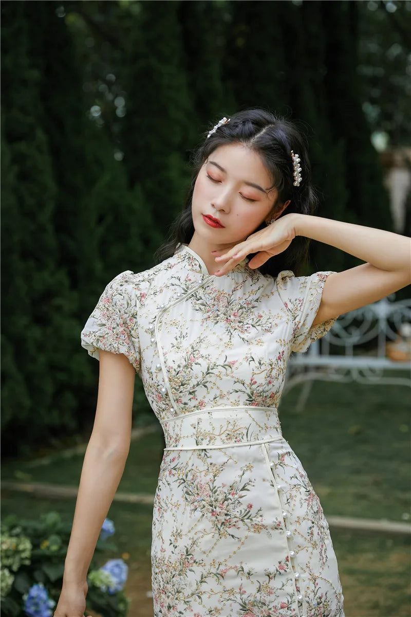 2023 Summer Improved Cheongsam Chinese Traditional Dress Embroidery Retro Oriental Party Floral Qipao Evening Dress  for Women - Seprincess