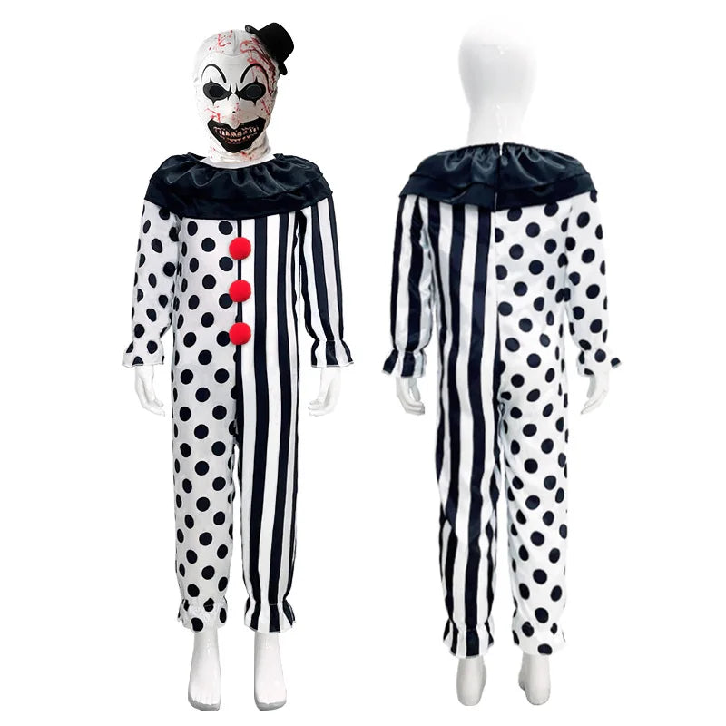 Terrifier Girl Costume Dress Skeleton Kid Cosplay Scary Horror Bodysuit Jumpsuit Art The Clown Joker Halloween Costume Mask Suit - Seprincess