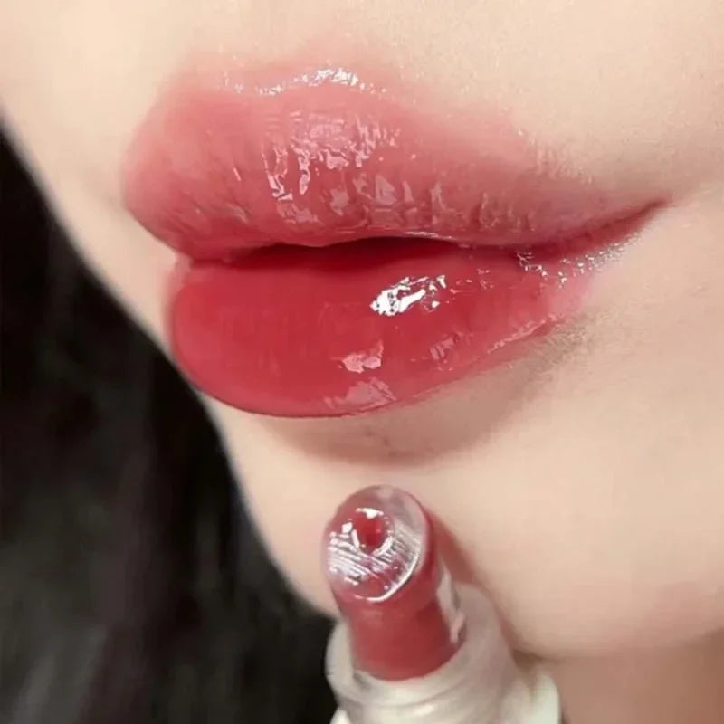 Glossy Mirror Tea Red Liquid Lipstick Crystal-frozen Glossy Lip Glaze Waterproof Long Lasting Lip Gloss Doodle Lip Korean Makeup - Seprincess