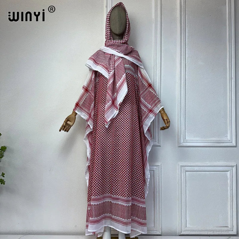 WINYI classic dresses with scarf 2 piece set Kaftan party dresses loose fashion Streetwear luxury abaya muslim woman dubai عبايا - Seprincess