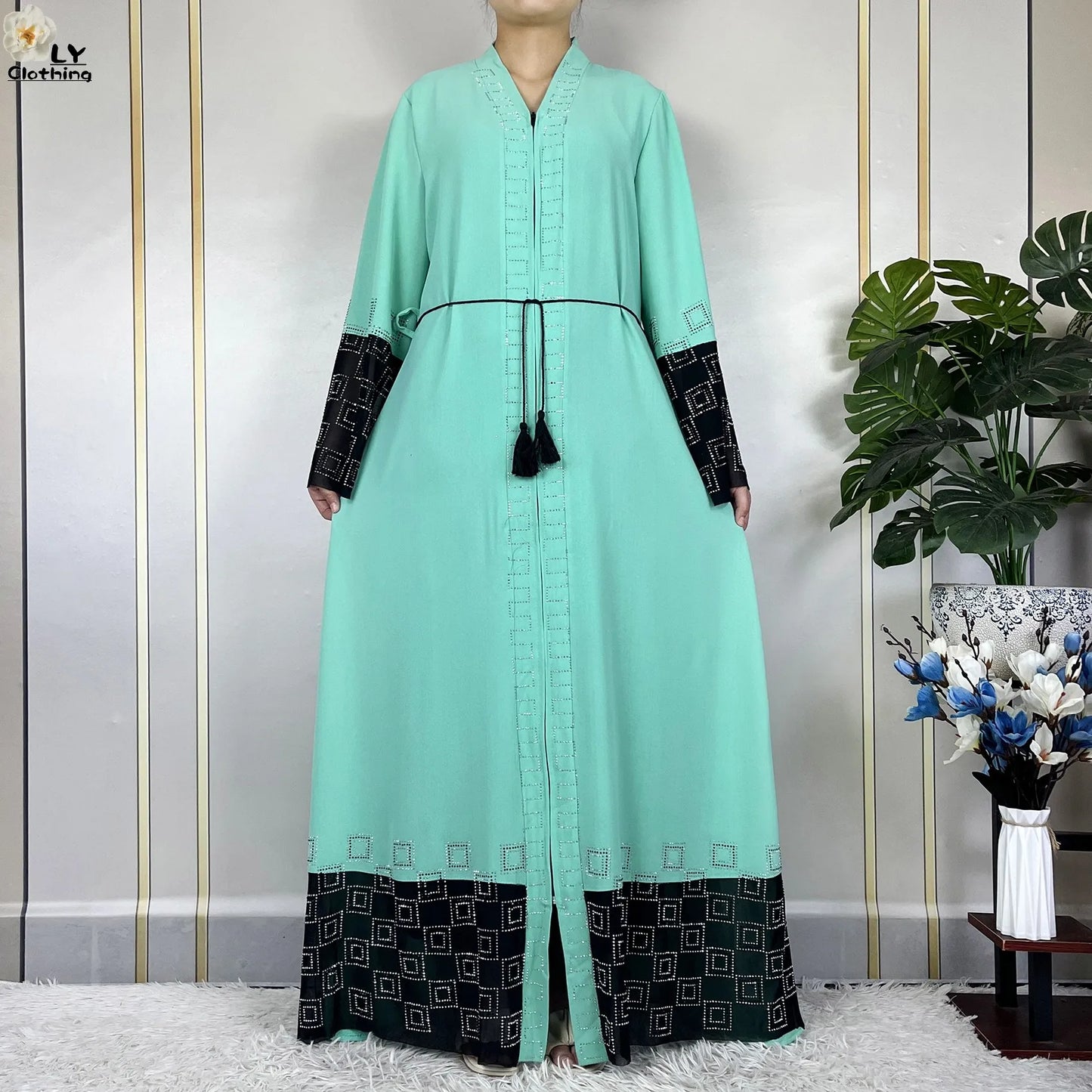 2024 For Women Elegant Dresses Dubai Party Outfits Long Sleeved Chiffon Dashiki Muslim Women Robe Open African Abaya Clothing