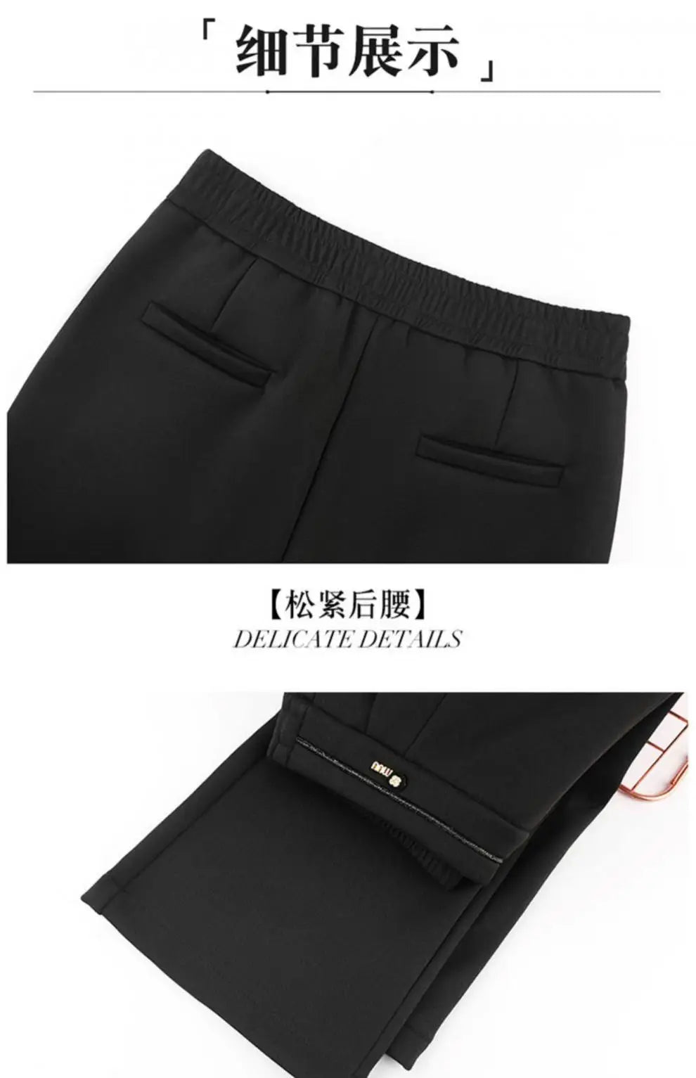 Winter Fleece Padded Pants Women's Cashmere Wool Thickened Black Autumn and Winter Casual Skinny Suit Pants