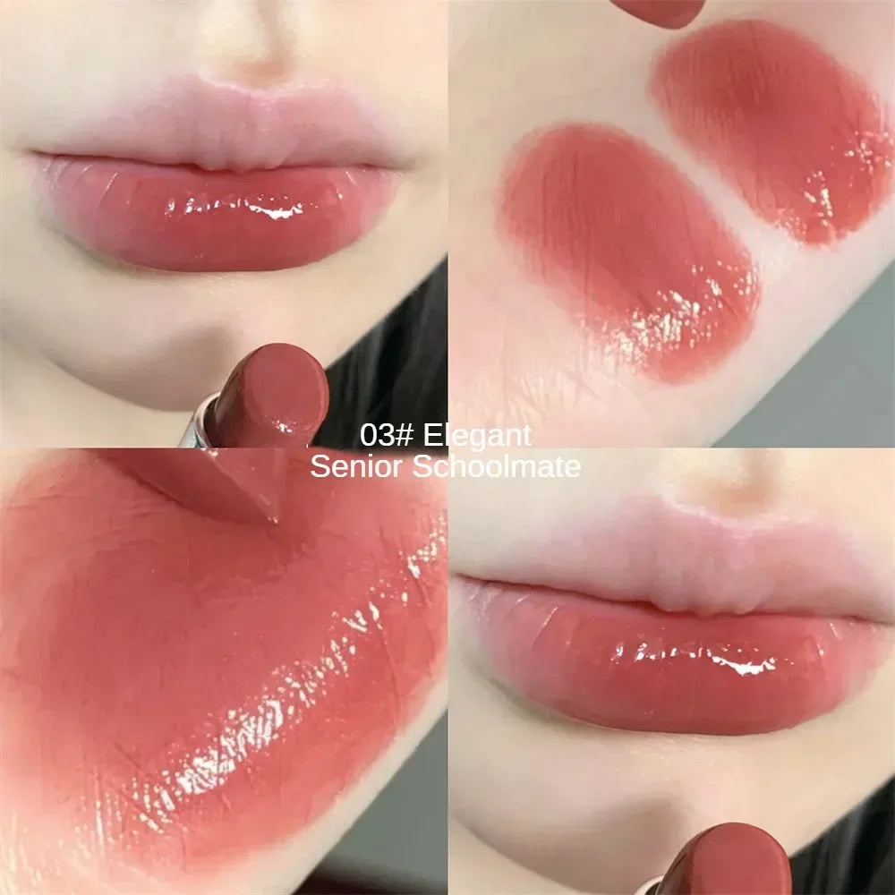 6 Colors Silky Glossy Lipstick Gege Bear Pump Lips Moisture Water Bomb Comfortable Ultra Sheen Non-Stick Cup Lip Balm - Seprincess