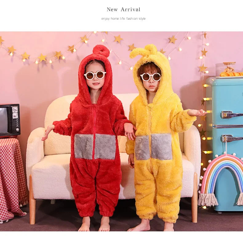 Teletubbies Pajamas Halloween Party Costume Children's Pajamas Kids Teletubbies Costumes Soft Long Sleeves Piece Lala Cosplay - Seprincess