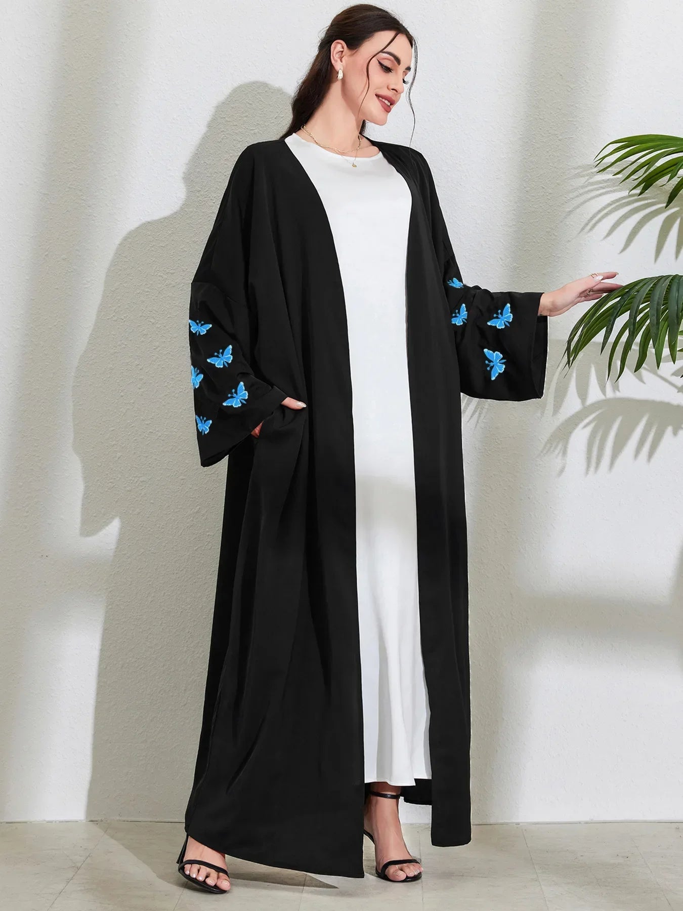 Eid Muslim Abayas for Women Butterfly Embroidery Elegant Cardigan Party Abaya Caftan Ramadan Dubai Arab Long Robe 2025 Dress - Seprincess