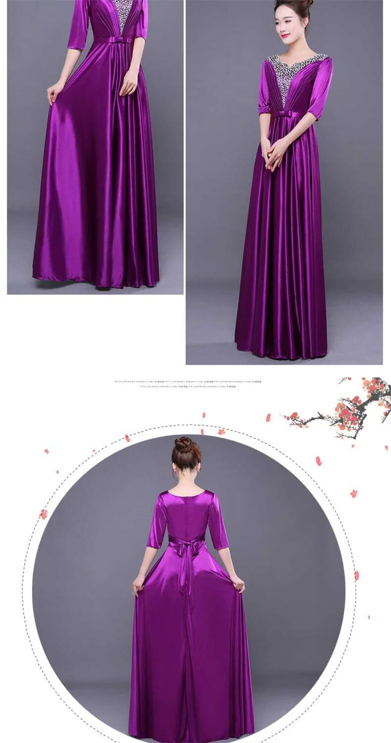 Elegant Elegant Choir Performance Dress Female Long High School Student Modern Fashion New Host Dress Female Evening Dress Femal - Seprincess