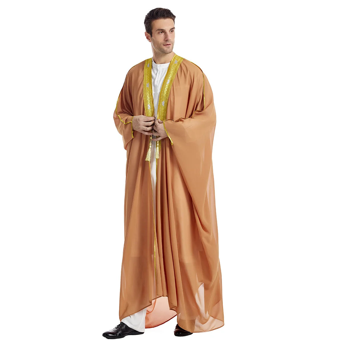 Eid Muslim Men Jubba Thobe Mens Cardigan Abaya Long Dress Islamic Ramadan Kimono Long Robe Saudi Arabic Musulman Caftan Dubai