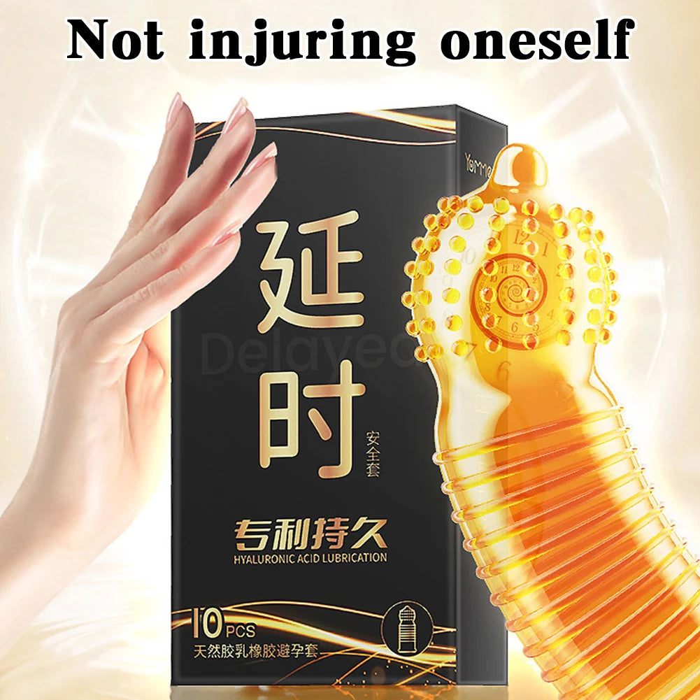 10pcs Ultra-thin Condom Men's Big Particles 52mm Penis Sleeve Hyaluronic Acid Moisturizing Latex Condom Contraceptive Product - Seprincess