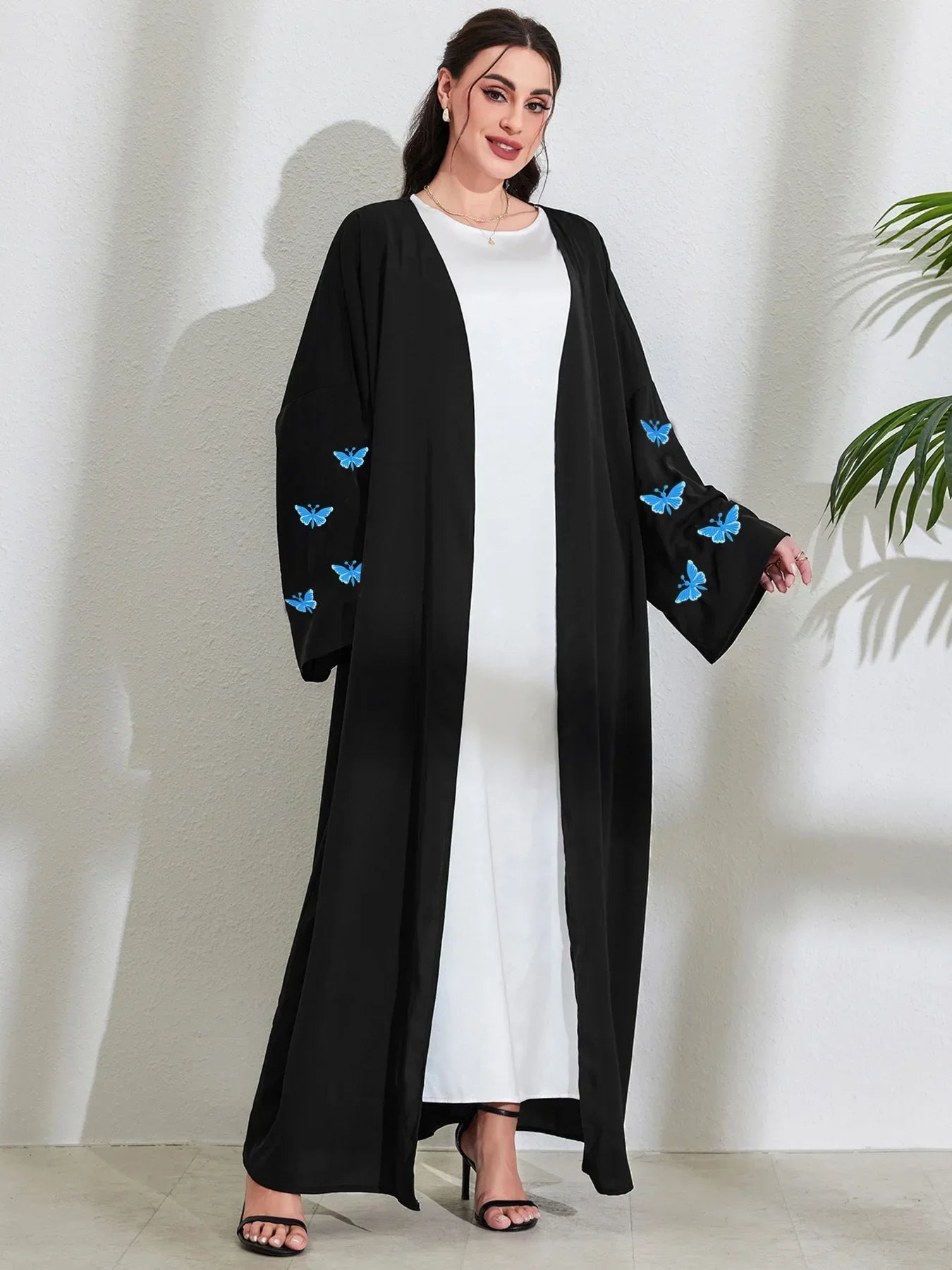 Eid Muslim Abayas for Women Butterfly Embroidery Elegant Cardigan Party Abaya Caftan Ramadan Dubai Arab Long Robe 2025 Dress - Seprincess