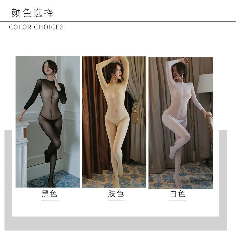 Women Sexy Bodysuit Body Stocking Sex Lingerie Porno See Through Crotchless Perspective Catsuit One-Piece Erotic Underwear