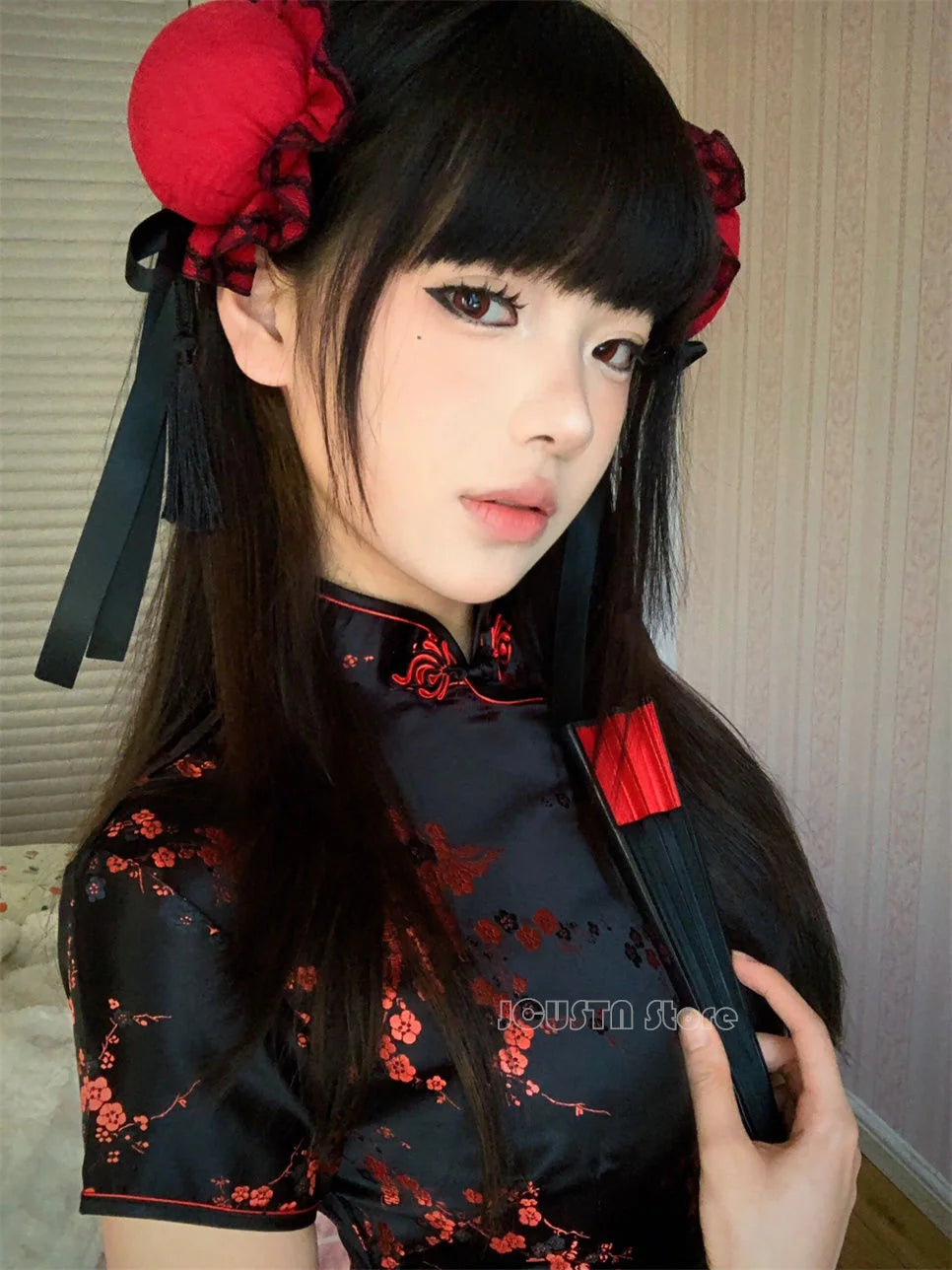 Mimi Short Qipao Black Red Vestidos Women Sexy Improved Chinese Style Dress Gothic Dark Cheongsams Girl Fashion Streetwear - Seprincess