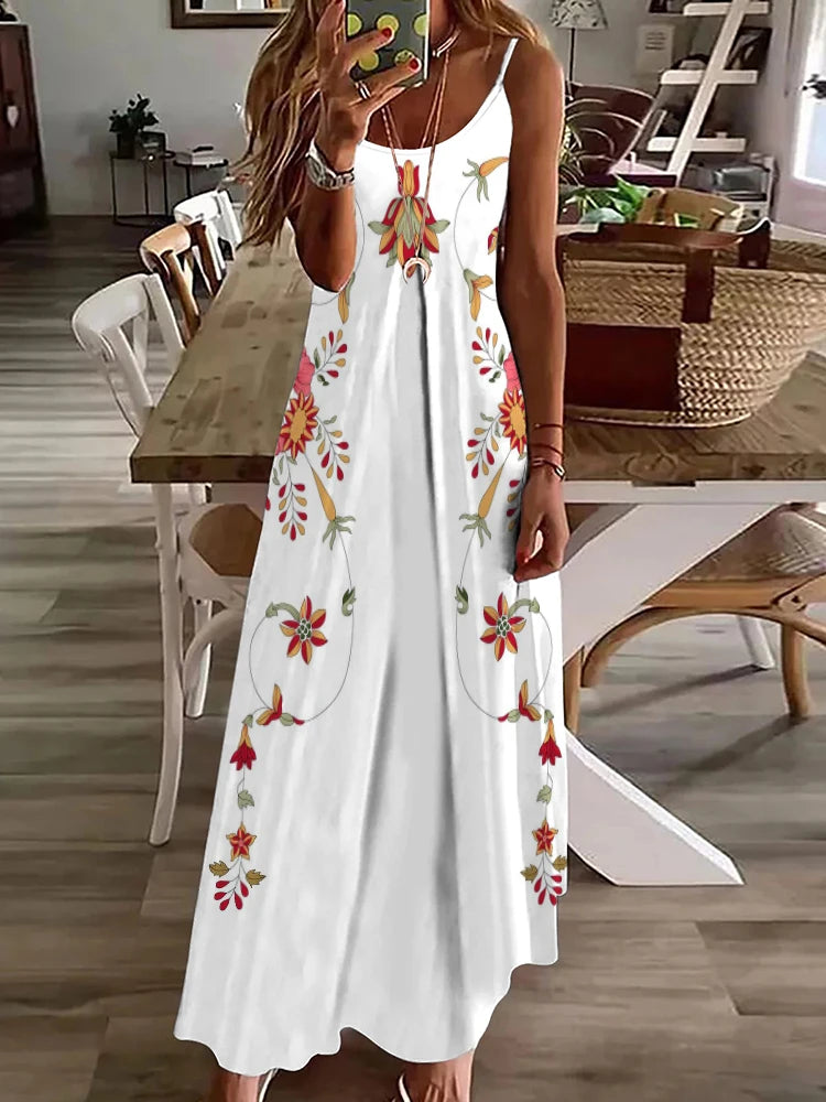 2024 New Spring And Summer Everyday Elegant Sleeveless Dress Casual Fashion Long Dress Urban Street 3D Printed Women's Dresses - Seprincess