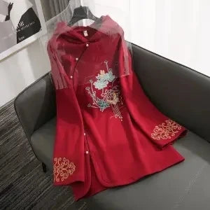 Original Design 2024 New Chinese Style Cheongsam Improved Version Dress Plus Velvet Thickening New Year's Sweatdress Dress Hanfu