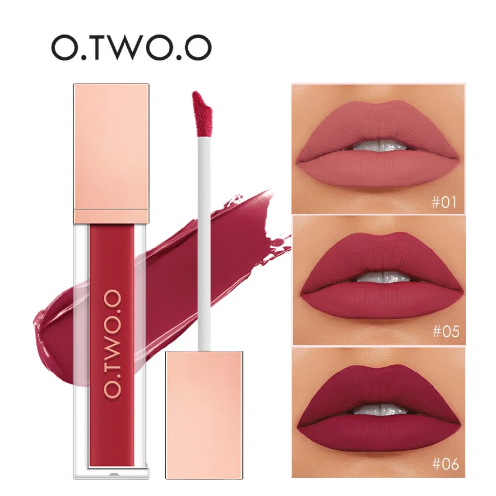 O.TWO.O 12 Color Liquid Lipstick Matte Finish Sexy Silky Lip Gloss Waterproof Kiss-proof Lasting Lip Glaze Lip Tint Cosmetics - Seprincess