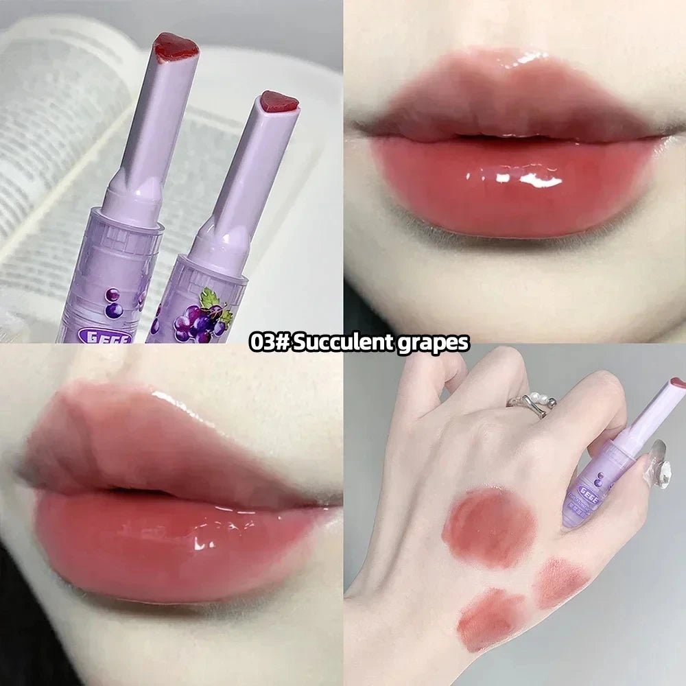 3PCS Heart-Shaped Jelly Lipstick Pen Mirror Water Glitter Lip Glaze Waterproof Moisturising Lipstick Transparent Korean Makeup - Seprincess