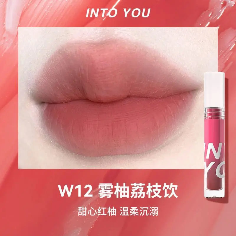 INTO YOU Beauty Water Mist Lip Glaze Lasting Non-stick Cup Matte Mousse Lipstick Natural Nude Color Sexy Lips Makeup Maquiagem - Seprincess