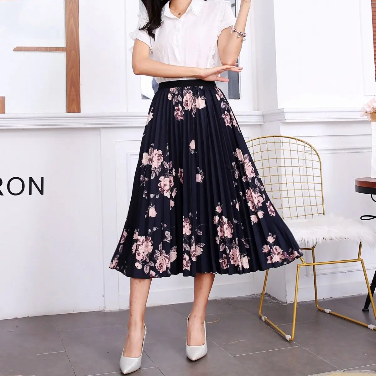 Pleated Skirt Women Summer 2022 New  Print Cartoon Pattern  Elastic Women Skirt Big Swing Party Holiday High Waist Skirts - Seprincess