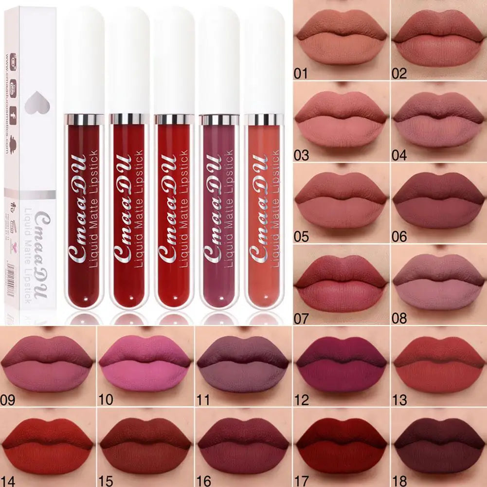 18 Color Waterproof Liquid Matte Lipstick Long Lasting Sexy Red Moisturizing Lip Gloss Velvet Non-Stick Lip Tint Makeup Cosmetic - Seprincess