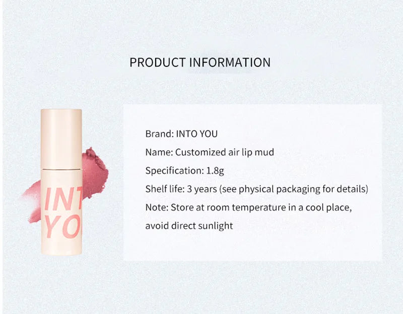 INTO YOU Make up Lip Gloss miltcolor Matte Velvet Lipstick Waterproof Red Lip Tint Lip Glaze Beauty Cosmetics lipstick lipgloss - Seprincess