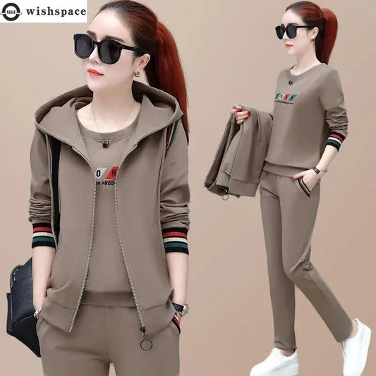 Fashion Women's Suit 2024 New Korean Version Spring and Autumn Long Sleeve Top Casual Sportswear Elegant Women's Three Suits - Seprincess