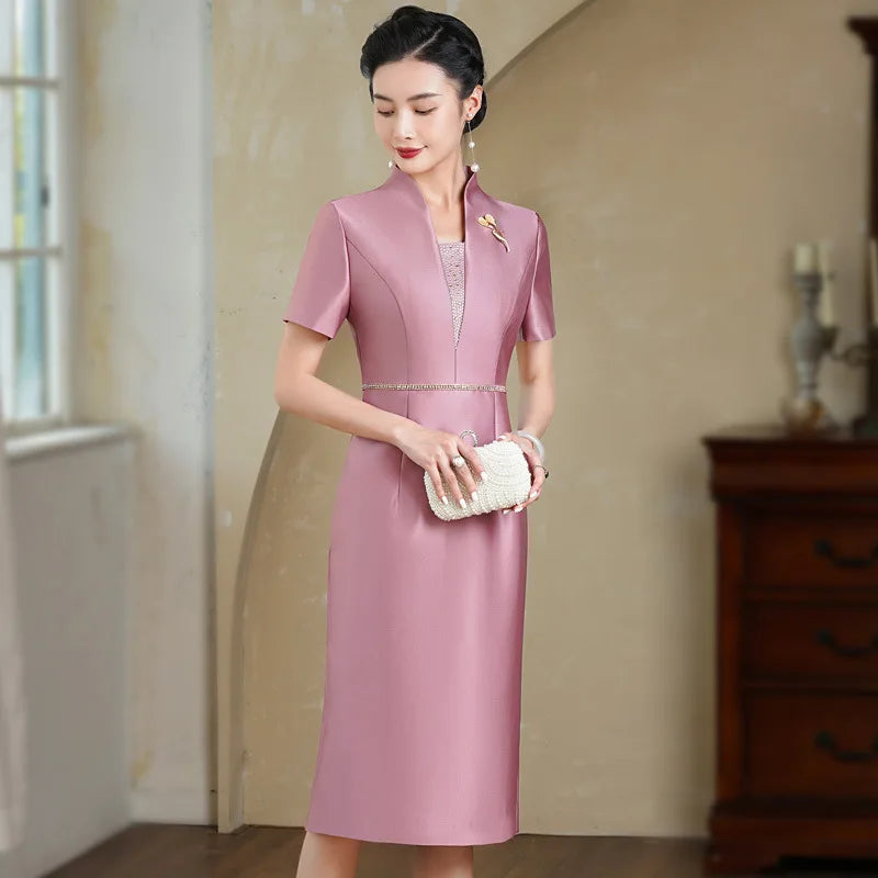 Yourqipao Cheongsam Young Women's Summer High-end Qipao Mother Dress Chinese Wedding Banquet Toast Dress - Seprincess