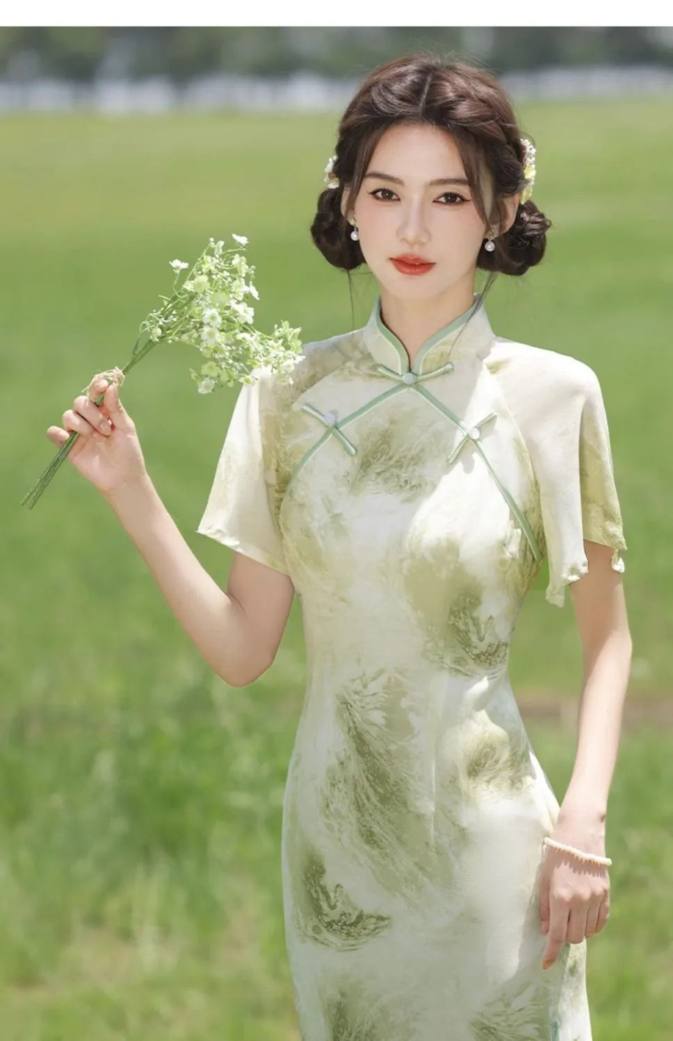 2023 White Lace Cheongsam Women Short Sleeve Traditional Vintage Dress Show Costumes Slim Embroidery Qipao Robe Chinoise Femme - Seprincess