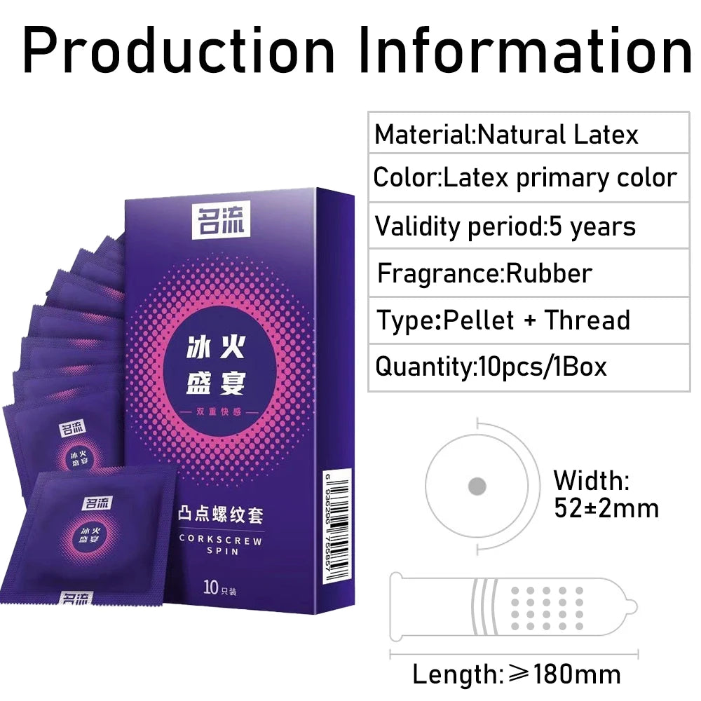 OLO 10Pcs Oral Sex Condoms with Strawberry Taste Safe Sex Penis Sleeve Condom Intimate Goods Tongue Sex Lick Dick Toys for Adult - Seprincess