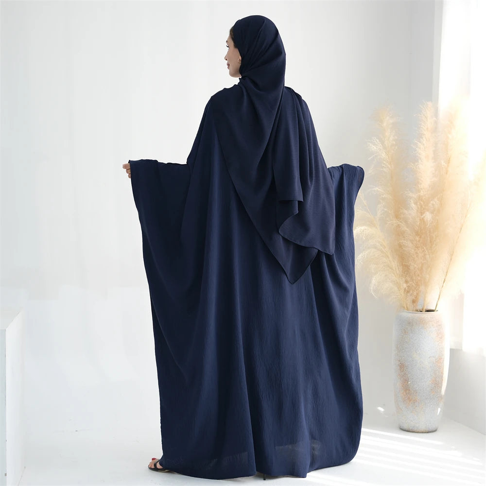 Ramadan Eid Crepe Batwing Butterfly Modest Abaya Dubai Luxury 2024 Muslim Jersey Hijabs Kaftan Dress For Women Kebaya Vestidos