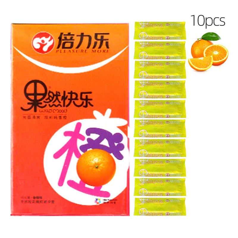 10pcs Oral Sex Condoms Fruit Flavor Passionate Contracepation Sex Toys Cherry Fragrance Cock Penis Sleeve Sex Supplies for Men - Seprincess