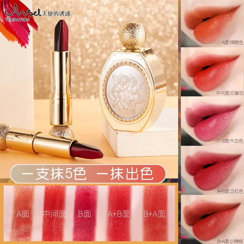 5 in 1 Oriental Classical Beauty Lipstick Matte Pigmented Waterproof Lasting Lip Makeup Silky touch Charming Cosmetics - Seprincess