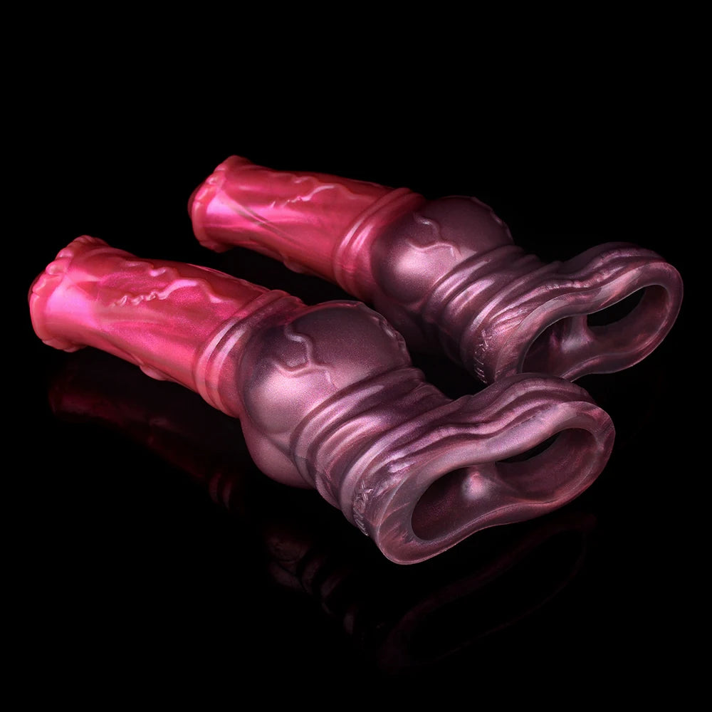 FAAK Large Silicone Fantasy Knot Penis Sleeve  Cock Enlargement Sex Toys For Men Delay Ejaculation Size M L