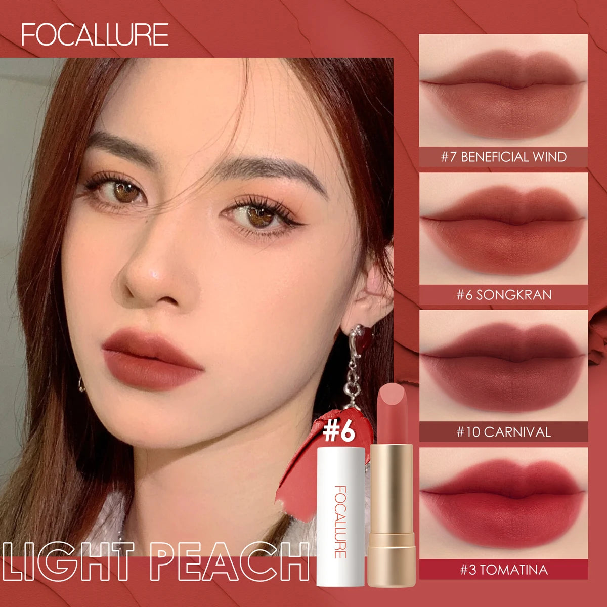 FOCALLURE 12 Colors Long-lasting Matte Lipbalm Waterproof Shimmer Lipstick Mental Glitter Lip Tint Cosmetics Makeup for Women - Seprincess