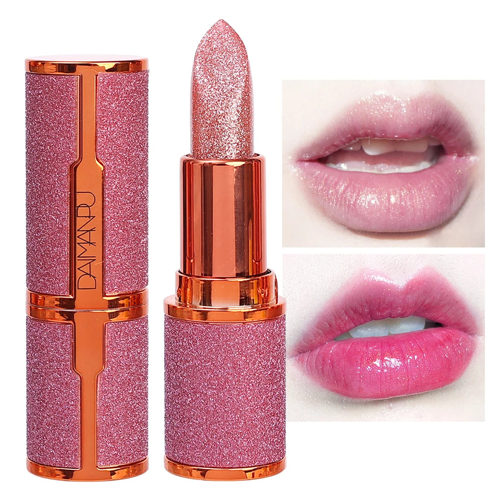 Glitter Matte Temperature Change Lipstick Waterproof Long Lasting Diamonds Lipsticks Non Stick Red Pink Lip Tint Makeup Cosmetic - Seprincess