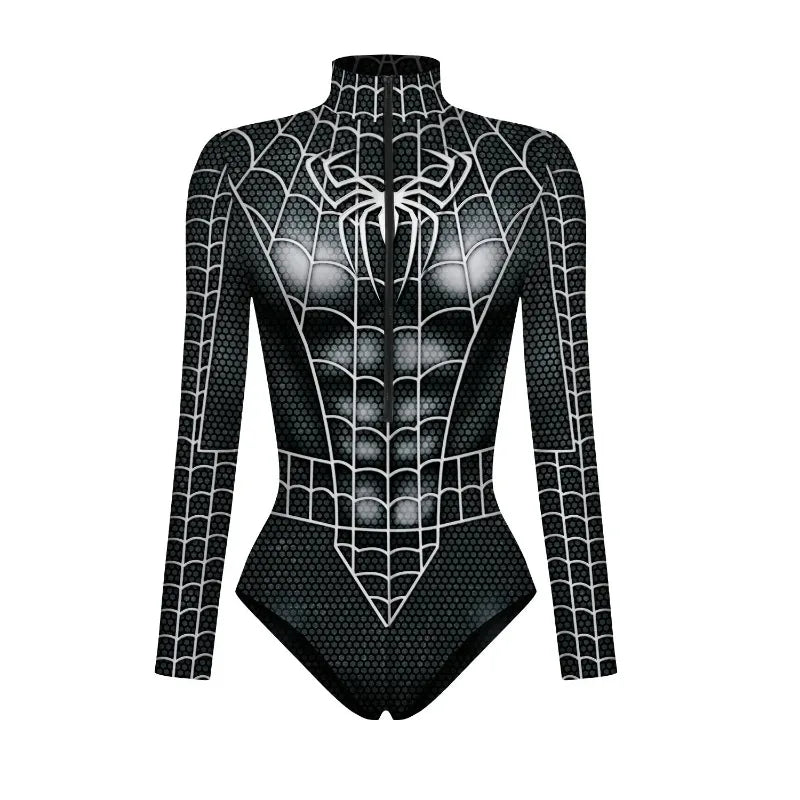 2024 New Superhero Bodysuit for Women Men Spiderman Iron Man Cosplay 3D Print Long Sleeve Swimsuit Adult Carnival Costume - Seprincess