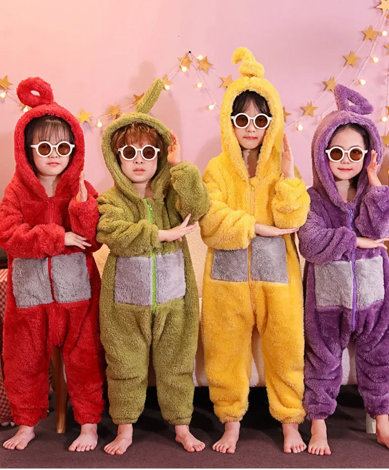 Teletubbies Pajamas Halloween Party Costume Children's Pajamas Kids Teletubbies Costumes Soft Long Sleeves Piece Lala Cosplay - Seprincess