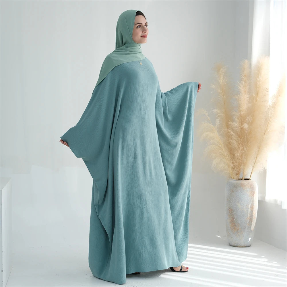 Ramadan Eid Crepe Batwing Butterfly Modest Abaya Dubai Luxury 2024 Muslim Jersey Hijabs Kaftan Dress For Women Kebaya Vestidos