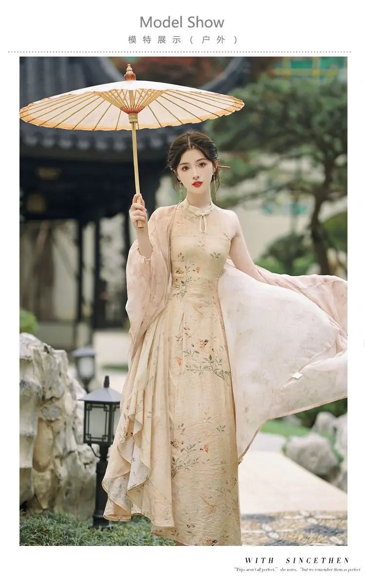 Summer Women Sleeveless Sexy Split Qipao Elegant Print Flower Chinese Dress Retro Traditional Oriental Clothing Cheongsam - Seprincess