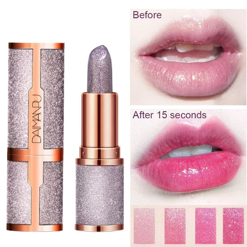 Temperature Color Changing Glitter Lipstick Waterproof Long Lasting Moisturizing Velvet Matte Lip Tint Red Pink Sexy Lips Makeup - Seprincess