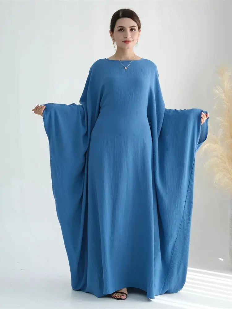 Ramadan Eid Crepe Batwing Butterfly Modest Abaya Dubai Luxury 2024 Muslim Jersey Hijabs Kaftan Dress For Women Kebaya Vestidos - Seprincess