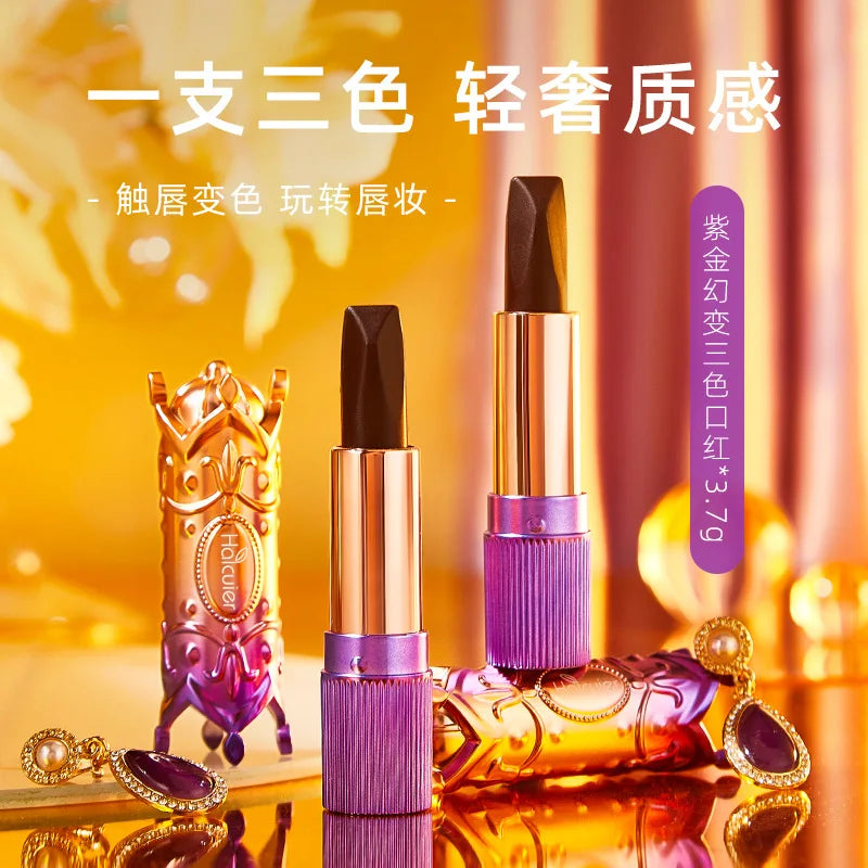 Purple Golden Magic Change 3Color Lipstick Temperature Change Color Complexion Improvement Moisturizing Not Oily No Stain on Cup - Seprincess