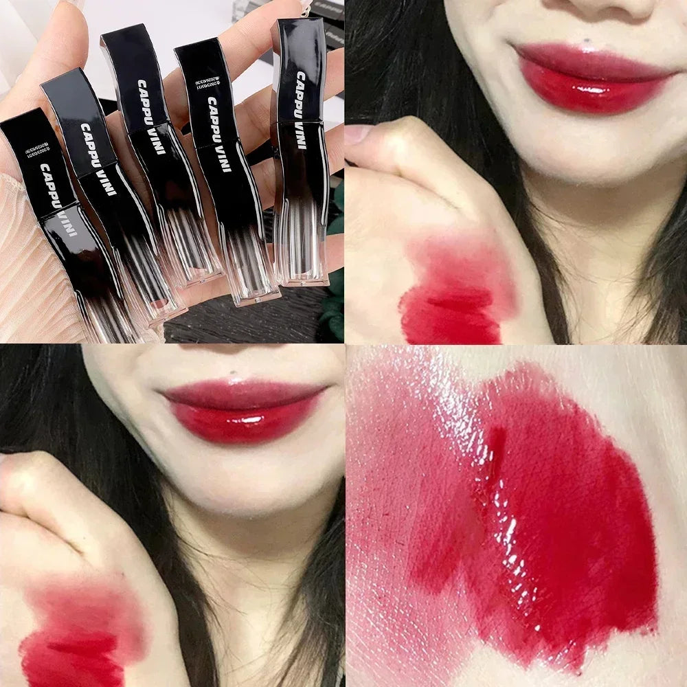 New Jelly Mirror Black Tube Lipstick Long Lasting Non-stick Cup Moisturize Water Light Lip Gloss Korean Lips Makeup Cosmetic 1pc - Seprincess