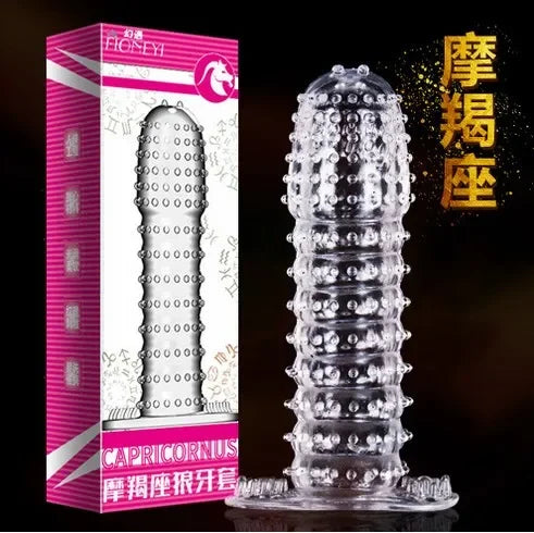 Spike Penis Sleeve Reusable Condoms Sex Toys for Men Delay Ejaculation Penis Sleeve Contraception Cock Ring Extender 남성전용기구