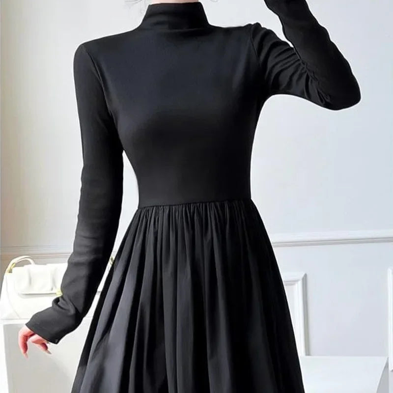 2024 New Slim Long Sleeve Elegant Dress Autumn Winter Thin Casual Temperament Pullovers Women's Clothing Office Lady Simplicity - Seprincess