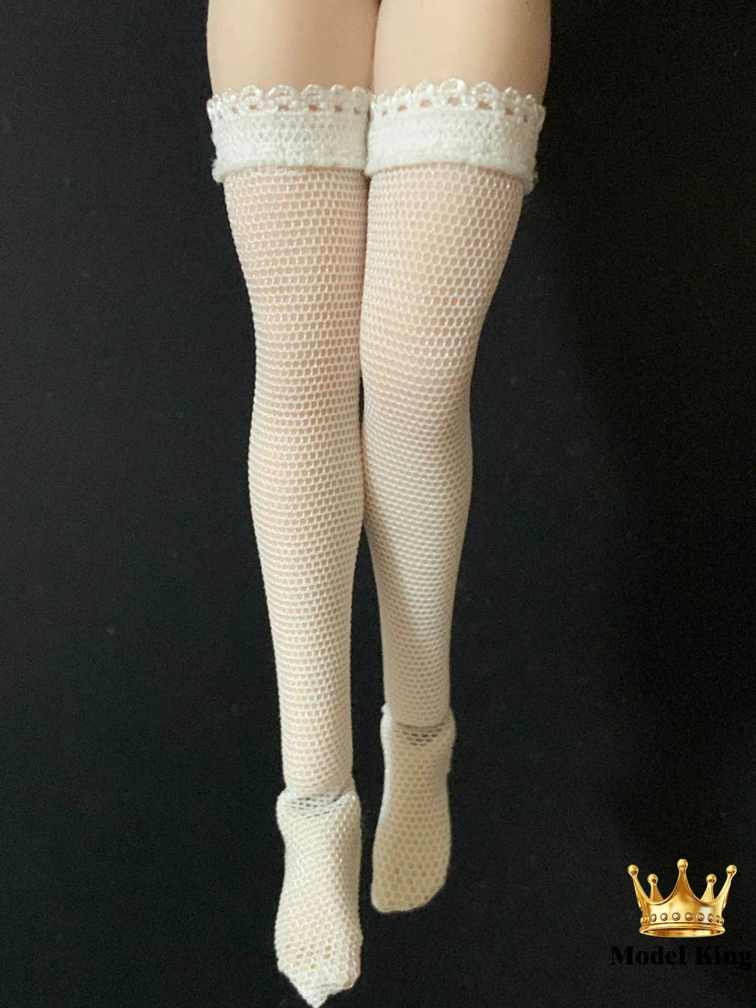 1/12 Scale Female Fashion Trend Sexy Black White Two Color Perspective Lace Fishing Net Thigh Socks 6" Action Figure Body Model