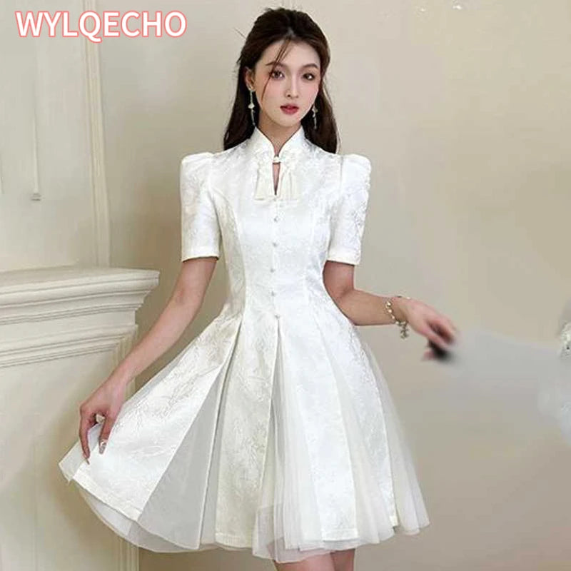 Women Fashionable New Cheongsam Black Advanced Mysterious Dress Qipao Improvement New Chinese Style Elegant Dress Summer