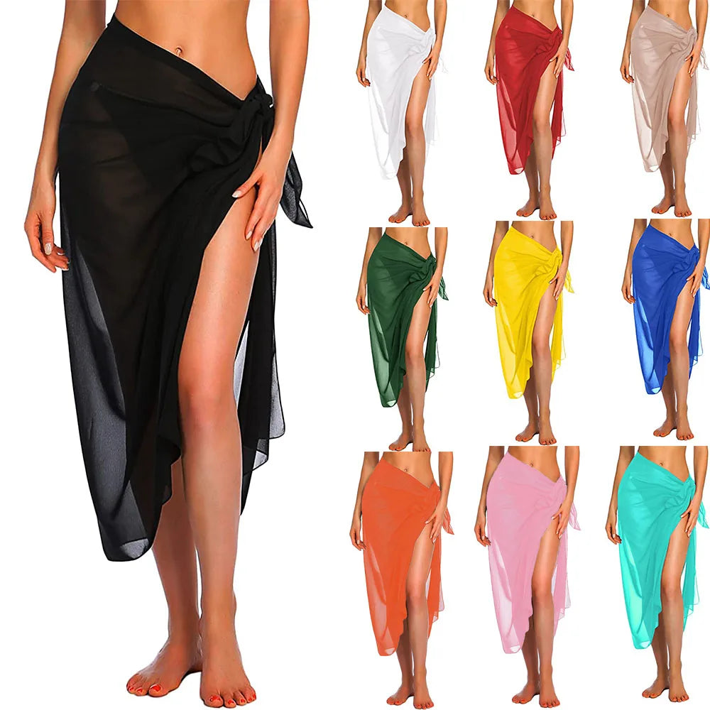 Womens Long&Short Sarong Swimsuit Coverups Summer Beach Bikini Wrap Sheer Short Skirt Scarf for Swimwear Cover-ups - Seprincess