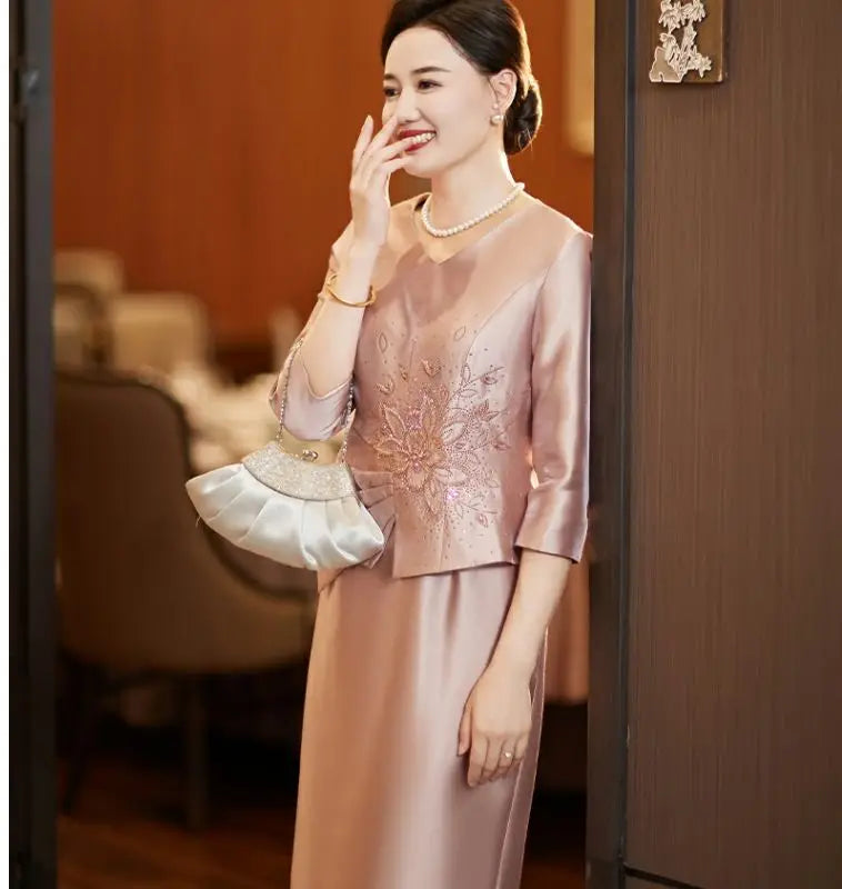 Yourqipao Chinese Traditional Wedding Guest Dresses Mother Of The Bride Cheongsam Evening Gowns Women Qipao Bridal Party Dresses - Seprincess